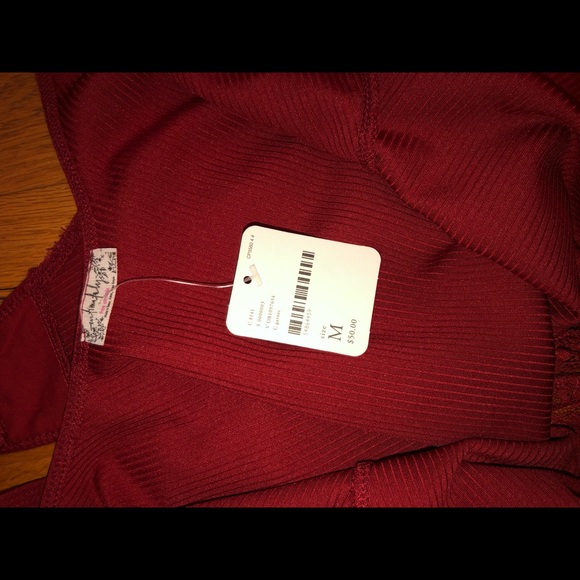 Free People NWT Body Suit Red with Lace Size M - Picture 13 of 16
